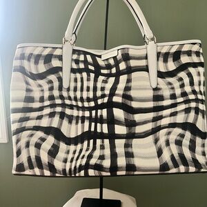 Coach Black and White Checkered Tote Bag